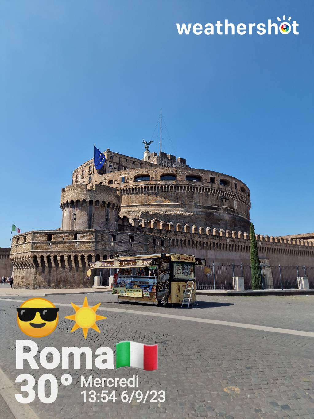 Sunny weather in Roma, 30°C — September 6, 2023 (community photo)