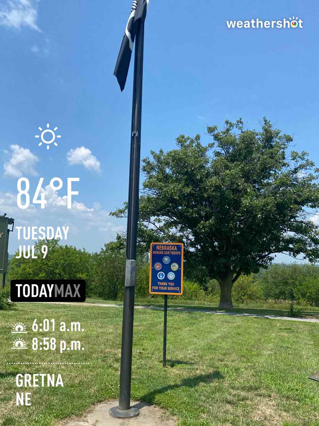 Clear weather in Gretna, 82°F — July 9, 2024 (community photo)