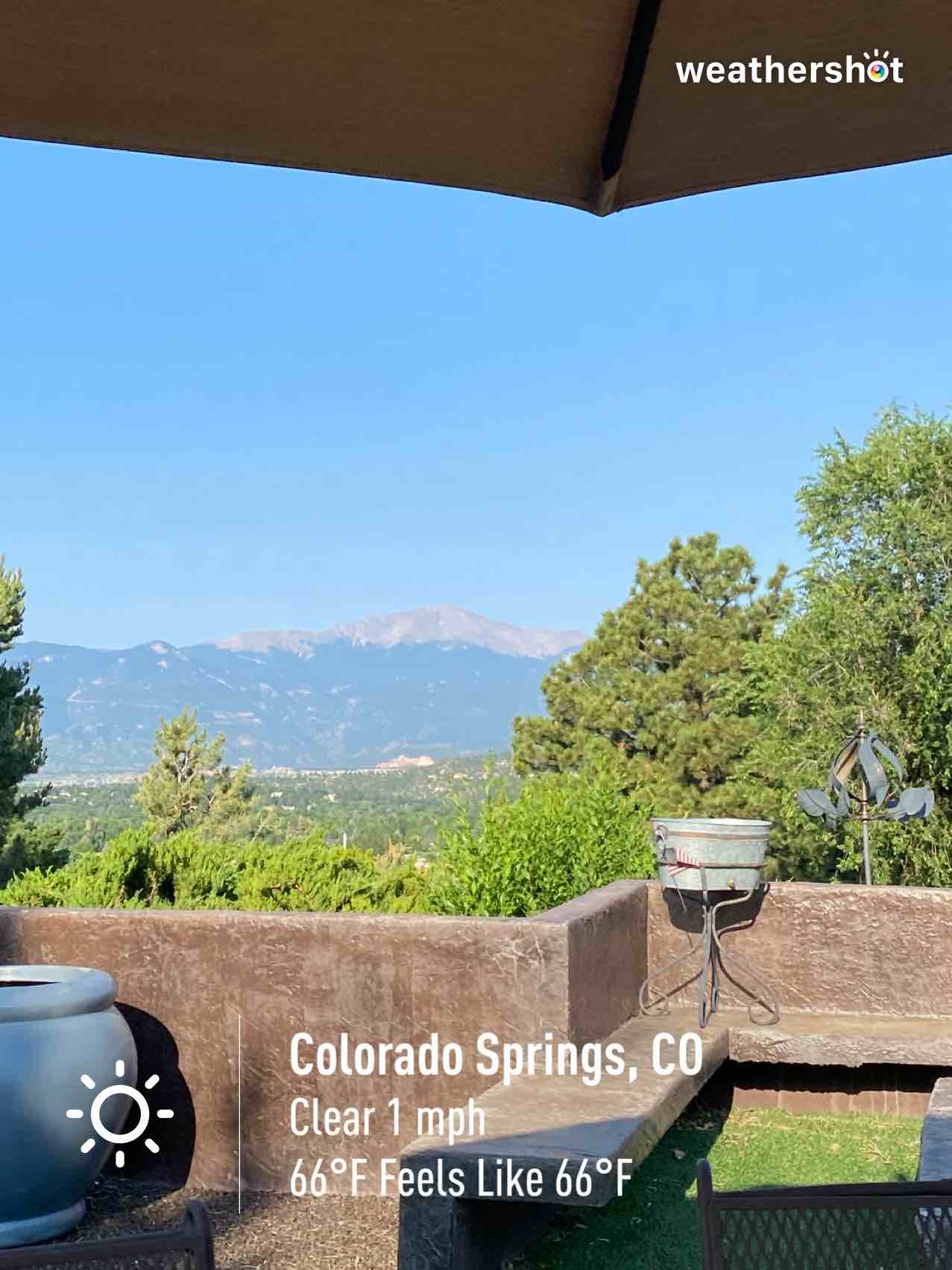 Clear weather in Colorado Springs, 66°F — August 2, 2024 (community photo)