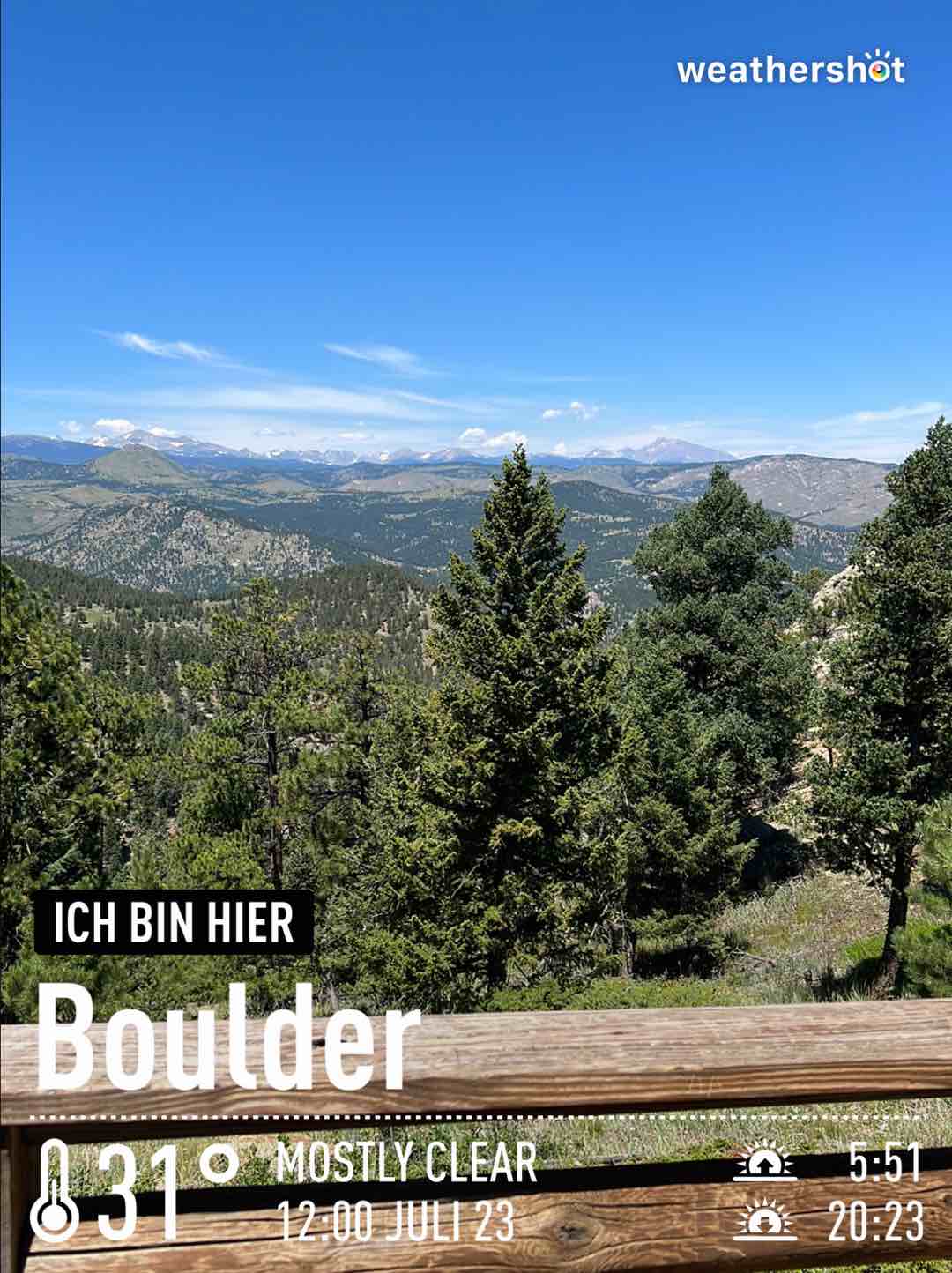 Weather in Boulder, 88°F — July 23, 2023 (community photo)