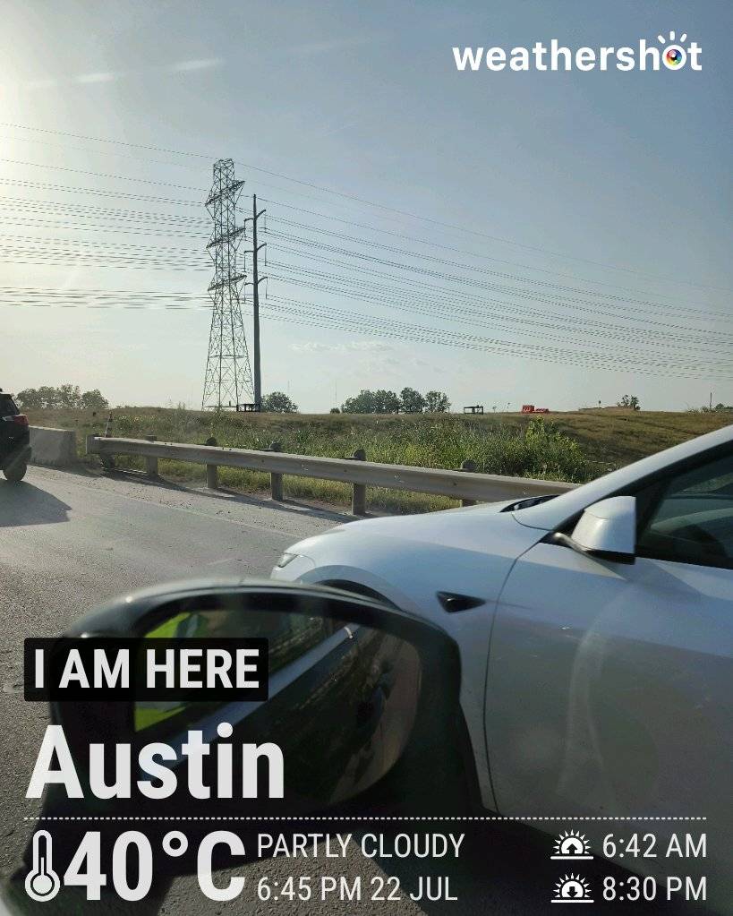 Partly cloudy weather in Austin, 100°F — July 22, 2026 (community photo)
