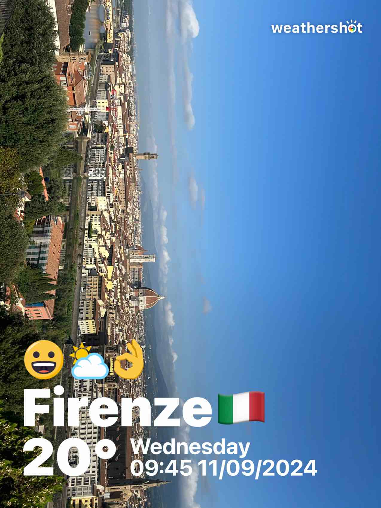 Partly cloudy weather in Firenze, 20°C — September 11, 2024 (community photo)