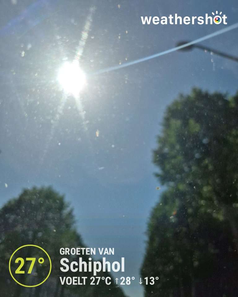 Sunny weather in Schiphol, 27°C — May 25, 2026 (community photo)