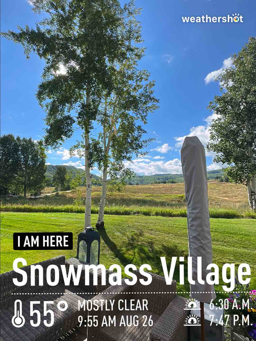 Weather in Snowmass Village, 55°F — August 26, 2023 (community photo)