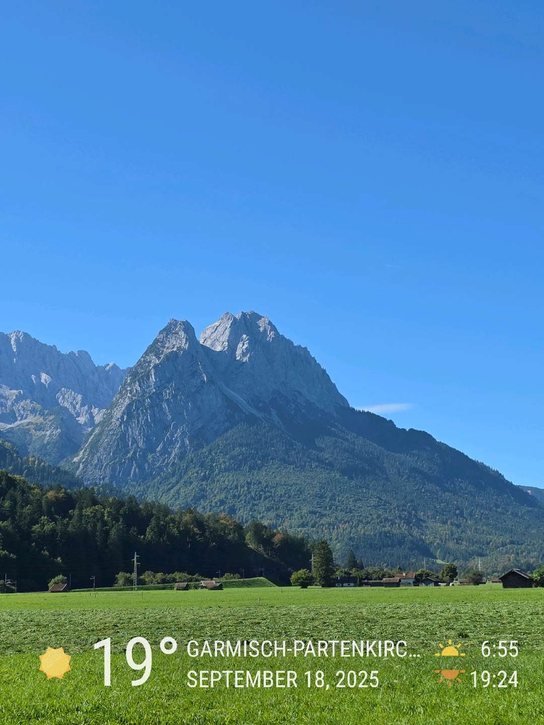 Sunny weather in Garmisch-Partenkirchen, 19°C — September 18, 2025 (community photo)
