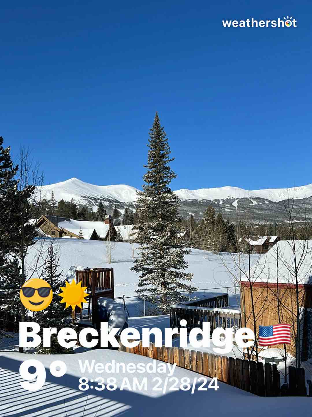 Clear weather in Breckenridge, 9°F — February 28, 2024 (community photo)