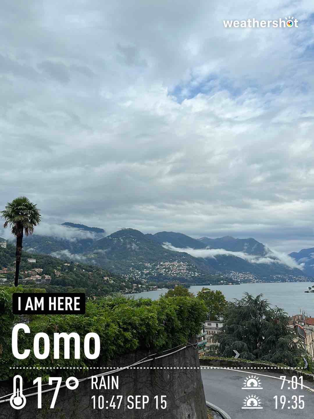 Rainy weather in Como, 17°C — September 15, 2023 (community photo)