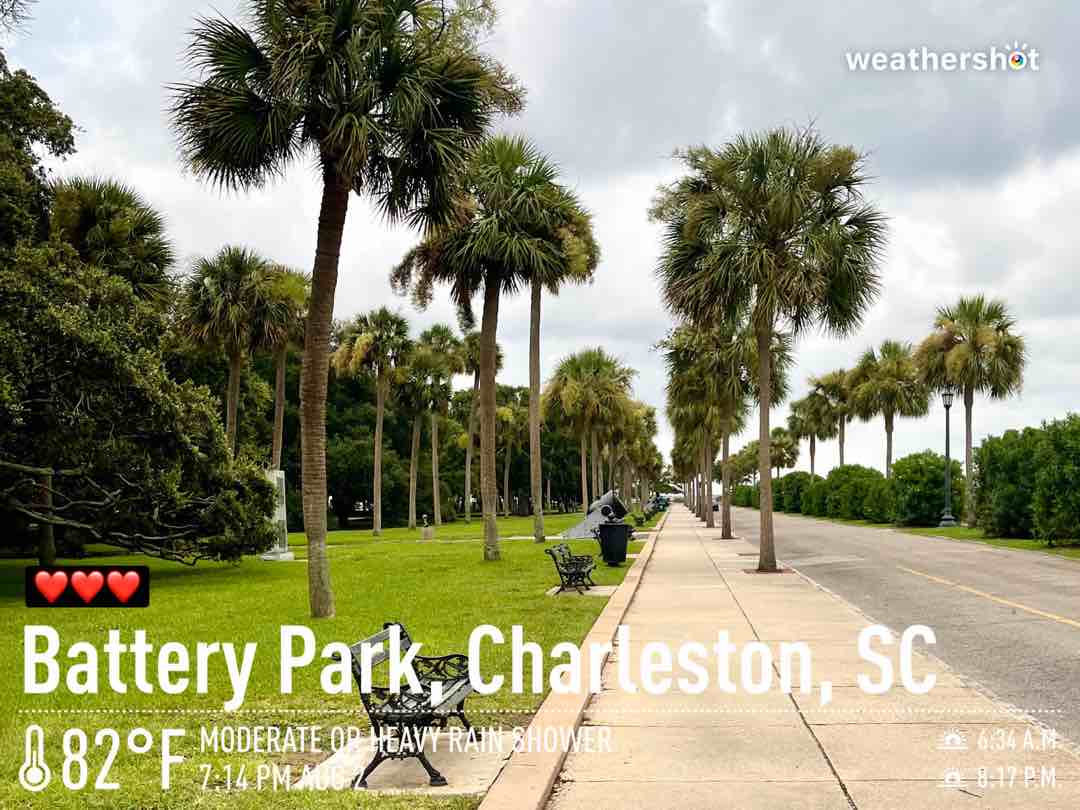 Rainy weather in Charleston, 82°F — August 21, 2021 (community photo)