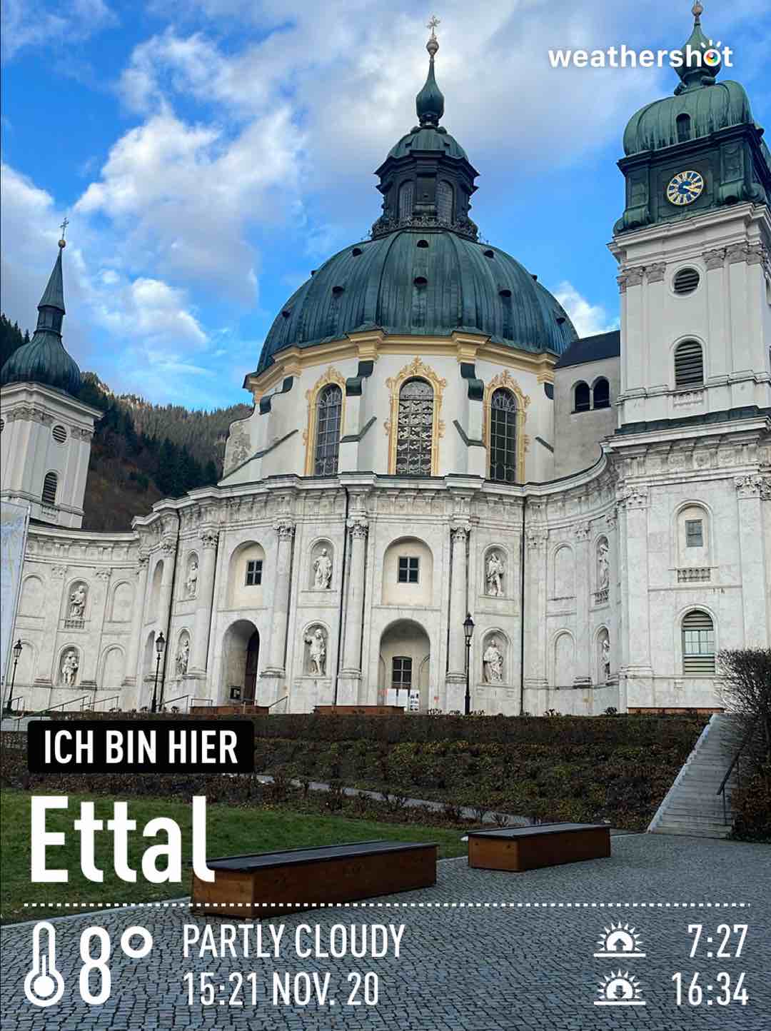 Weather in Ettal, 8°C — November 20, 2023 (community photo)
