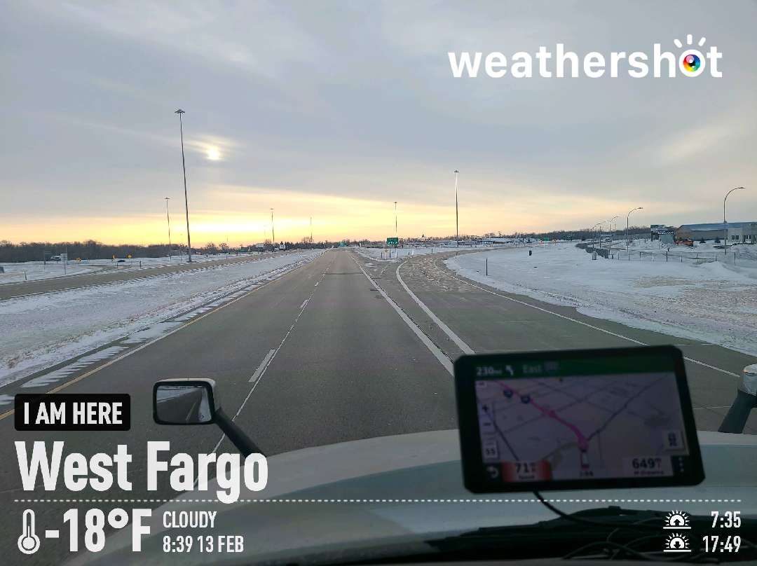 Cloudy weather in West Fargo, -18°F — February 13, 2022 (community photo)