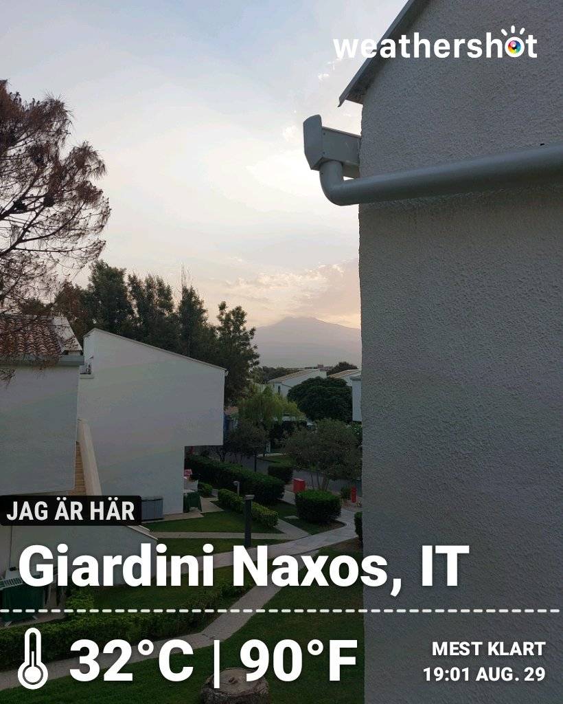 Clear weather in Giardini-Naxos, 32°C — August 29, 2026 (community photo)