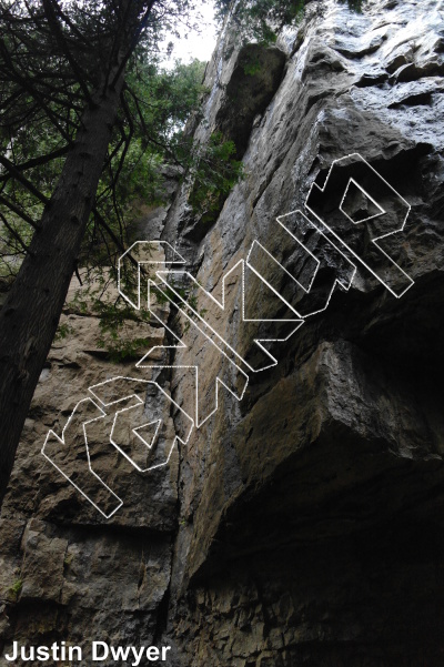 photo of Oliver North Face, 5.11b  at Into The Shade from Ontario: Devil's Glen