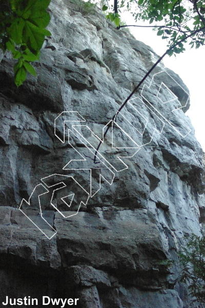 photo of Reg and Martin's Excellent 80's Adventure, 5.10d ★★★ at Agitez Bien Area from Ontario: Metcalfe