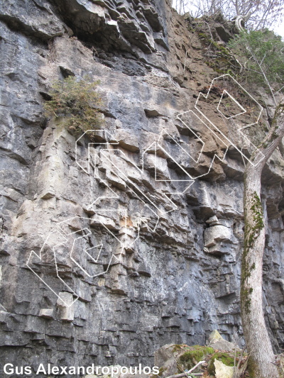 photo of Cathy’s Challenge, 5.9 ★★ at Great Roof and Beyond Area from Ontario: Mount Nemo