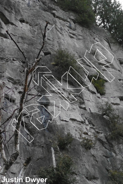 photo of Mephisto, 5.12a ★ at Batcave Ledge from Ontario: Mount Nemo