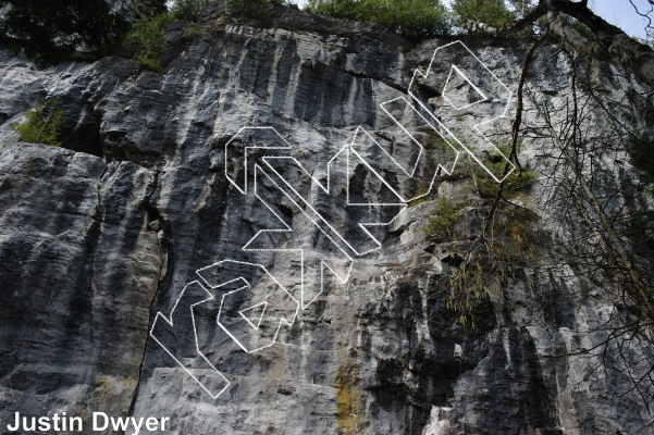 photo of The Left Hand of God, 5.10c ★★★★★ at The Big Boy Wall from Ontario: The Swamp