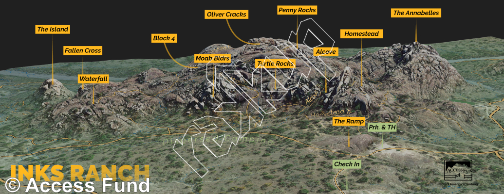 photo of Overview Map,   at INFORMATION from Inks Ranch Climbing