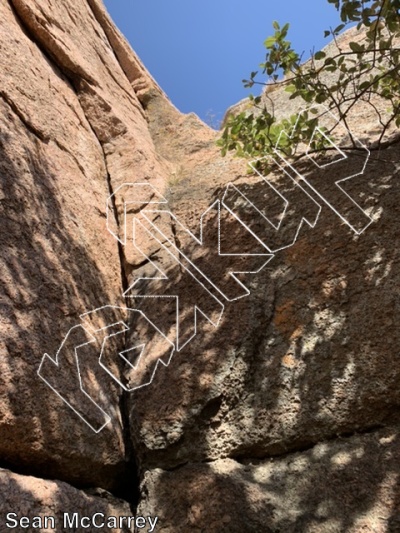 photo of Open Project 152, 5.9+  at ISLAND BOULDERS from Inks Ranch Climbing