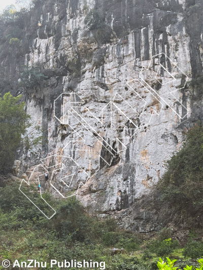 photo of Poor But Not Guilty 穷的没有做坏事, 5.11a  at BaiSha Bao 白沙堡 from China: Yangshuo Rock 阳朔攀岩路书