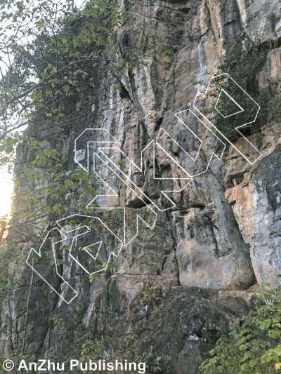 photo of Upper Left 左上平台 from China: Yangshuo Rock 阳朔攀岩路书