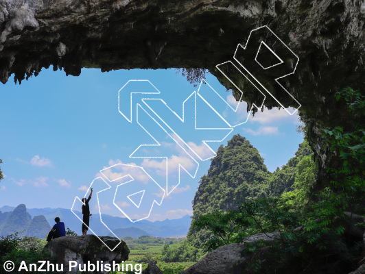 photo of Open Project  开放的,   at Rising Moon Arch 胧山冈 from China: Yangshuo Rock 阳朔攀岩路书