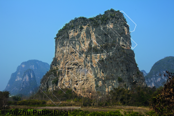 photo of Upper Left 左上平台 from China: Yangshuo Rock 阳朔攀岩路书
