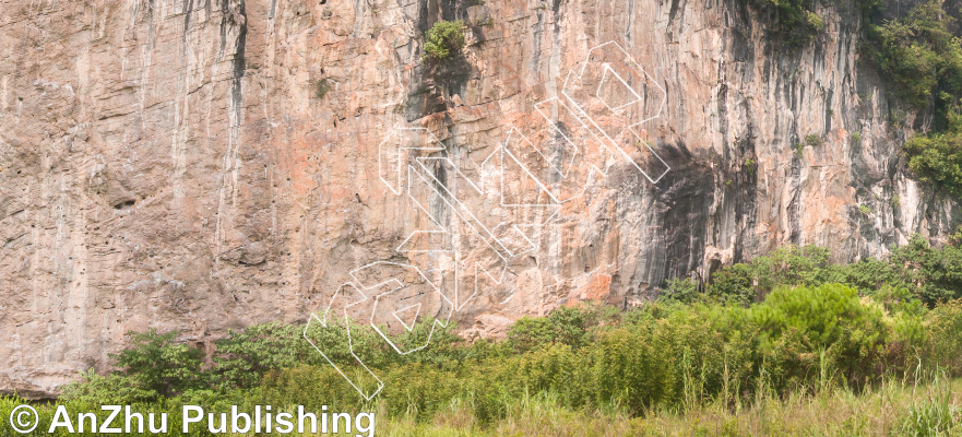 photo of Yangshuo Hotel Direct 阳朔旅馆直上起步, 5.12b ★★ at The Beach 耍废区 from China: Yangshuo Rock 阳朔攀岩路书