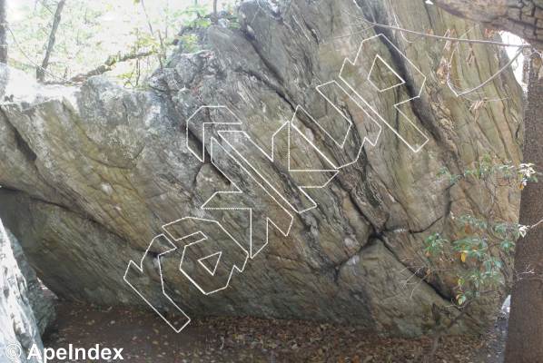 photo of Diamond Left, V2 ★★★ at Stigmata Boulder from Moore's Wall
