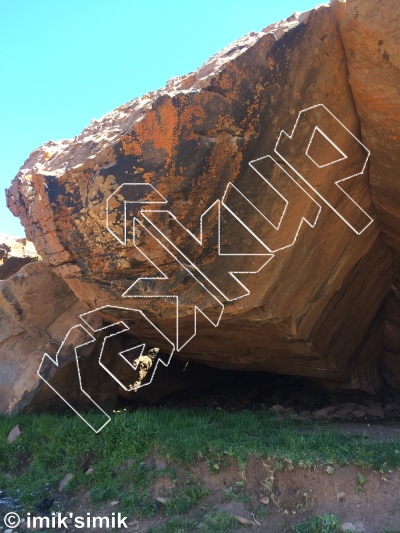 photo of Dutch Work Orange, V3+  at Clock Work Orange from Morocco: Oukaimeden Bouldering