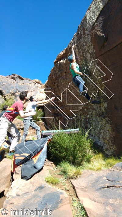 photo of Nyiragongo, V3  at Nyiragongo from Morocco: Oukaimeden Bouldering