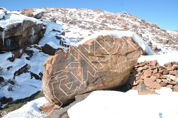 photo of Crimp'n lock, V2+  at Crimpin' from Oukaimeden Bouldering Morocco