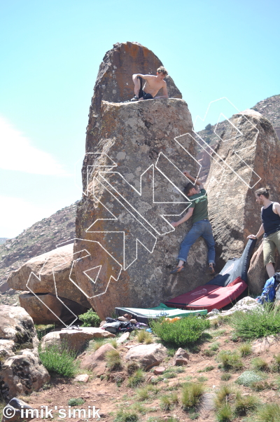 photo of The Monolith, V5+  at The Game from Morocco: Oukaimeden Bouldering