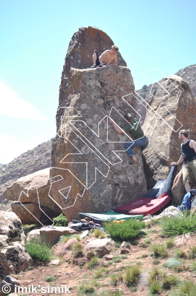 photo of The Monolith, V5+  at The Game from Morocco: Oukaimeden Bouldering