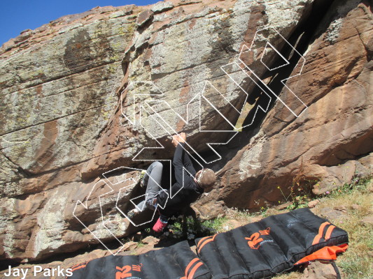 photo of Theories of Atonement, V2 ★★★ at The Guardian  from Morocco: Oukaimeden Bouldering