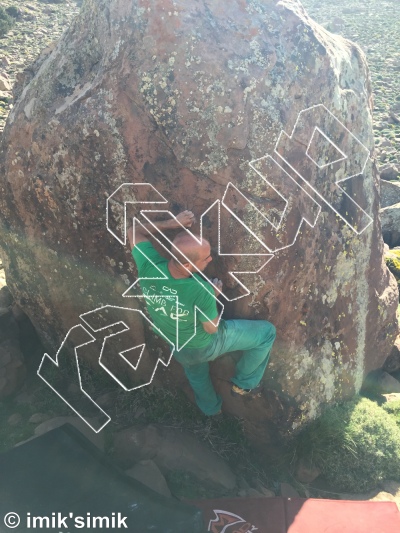 photo of Cornerboys , V1+  at Athena from Morocco: Oukaimeden Bouldering