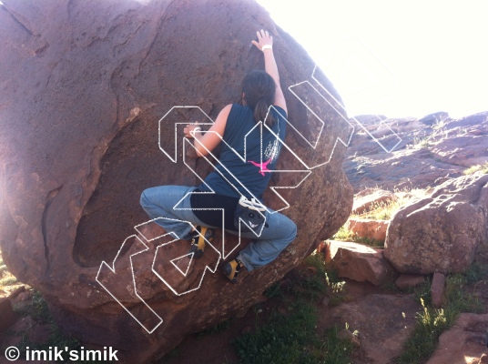 photo of Balancing Frog, V2  at Celine  from Morocco: Oukaimeden Bouldering