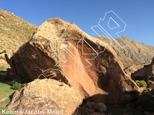 photo of Merci Stephen Hawking (assis), V8  at Walou from Morocco: Oukaimeden Bouldering