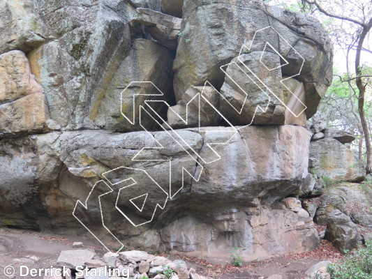 photo of Glue Sniffing Bandit Monkeys, V5 ★★★ at Amphitheater from Hillside Dams Rock Climbing