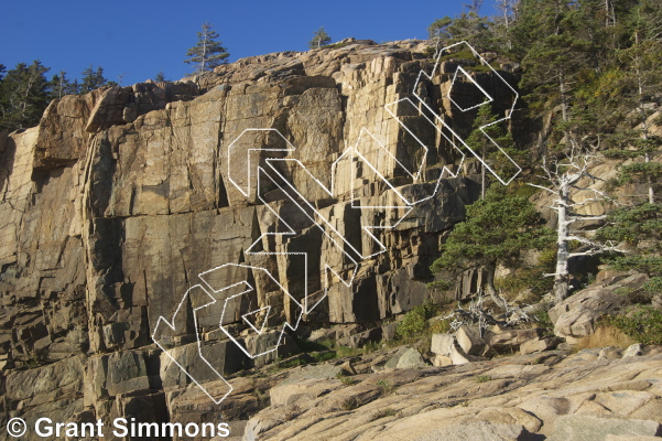 photo of Brochure Crack, 5.10- ★ at Plaque Wall from Acadia Rock Climbs