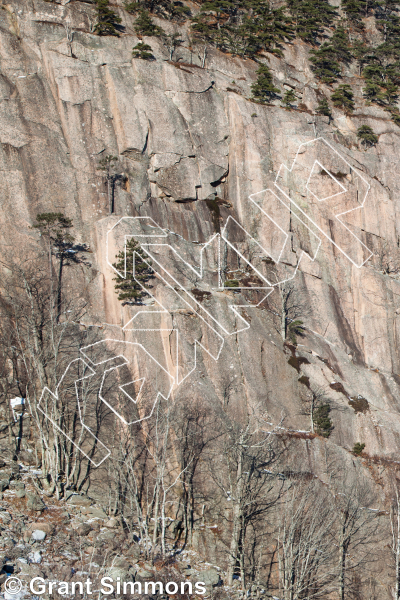 photo of Precipice Ledges, 5.4 ★ at Main Wall from Acadia Rock Climbs