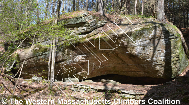 photo of Lowest Common Denominator, V7/8 ★ at Magic Bean from Montague Bouldering