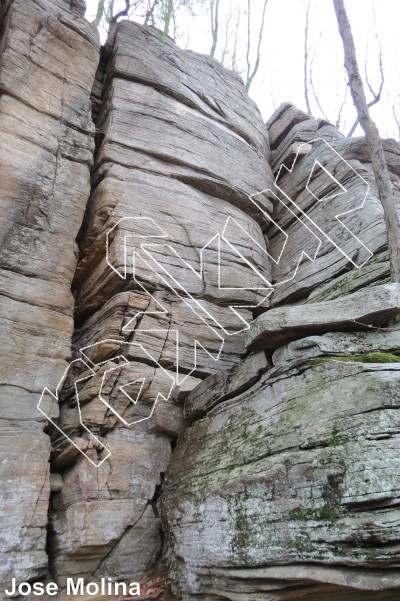 photo of Jehovah's Gun Cream, 5.10+  at Main Face from Rose Ledge 2.0