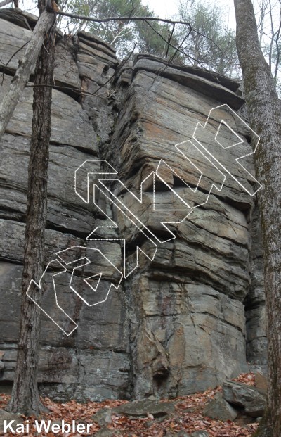 photo of French King Arête, 5.11+ ★★ at French King Buttress from Rose Ledge 2.0