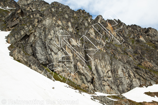 photo of 999, 5.10b ★★★ at Independence Crag from Hatcher Pass