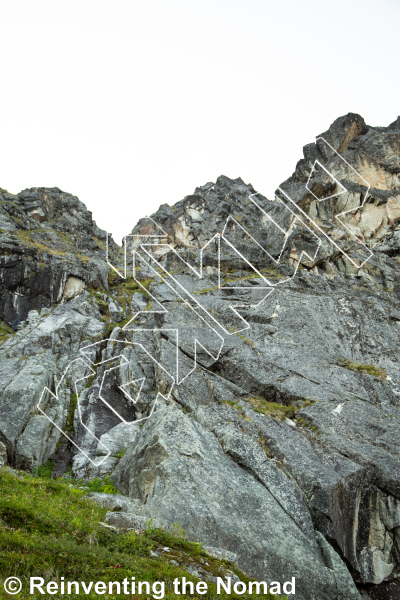 photo of 12 Pack and a Prayer, 5.10d ★★★★ at PBR Wall from Hatcher Pass