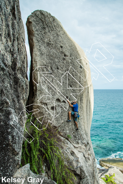 Too Sweaty for the Nubbin', 5.10d ★★★ at Jansom Bay from Thailand: Koh Tao photo of Too Sweaty for the Nubbin', 5.10d ★★★ at Jansom Bay from Thailand: Koh Tao