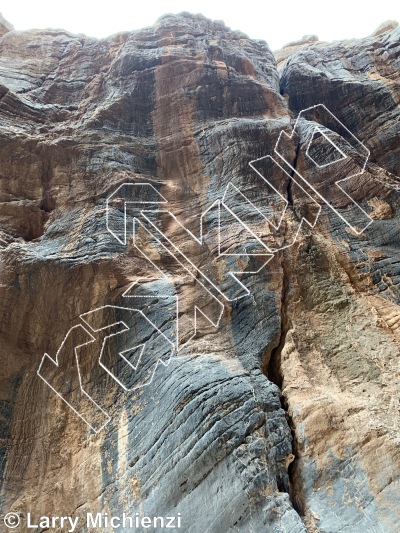 photo of  Sei Bella, 5.12b ★★★★★ at Gallery right side from Oman: Sharaf Al Alameyn Sport Climbing