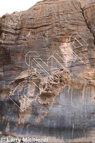 photo of Encens interdit, 5.11a ★★★★ at Gallery left side from Oman: Sharaf Al Alameyn Sport Climbing