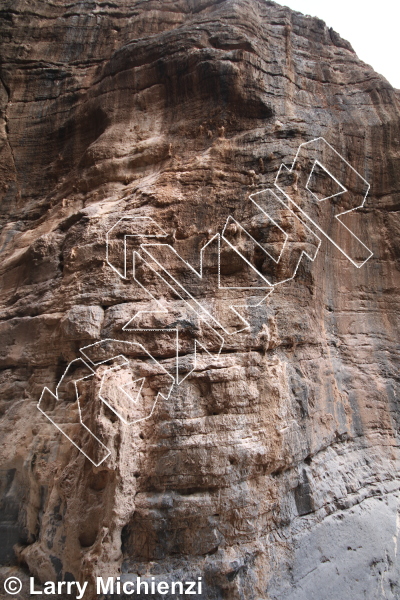 photo of Pollo Basco, 5.11a ★★★ at Left Fork left wall from Oman: Sharaf Al Alameyn Sport Climbing
