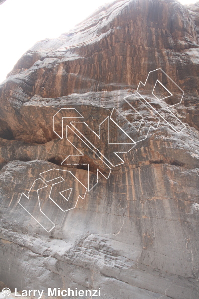 photo of Merci La Vie, 5.11c ★★★ at Left Fork right wall from Oman: Sharaf Al Alameyn Sport Climbing